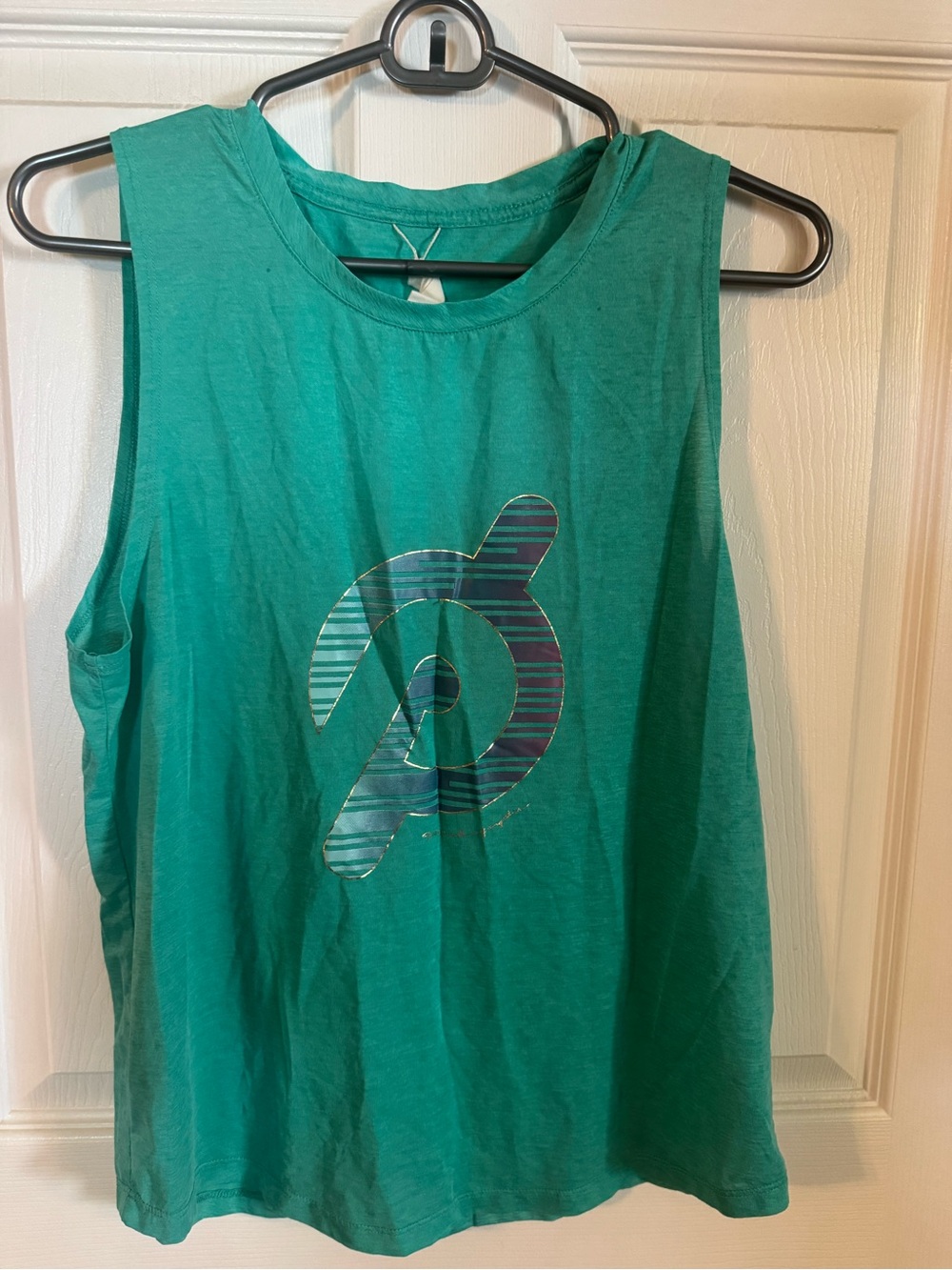 Spiritual Gangster:Peloton Teal Muscle Tank with Striped Logo